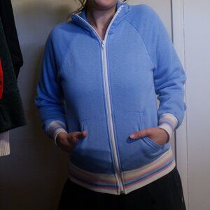 Vintage Pastel Powder Blue Zip Up Track Jacket